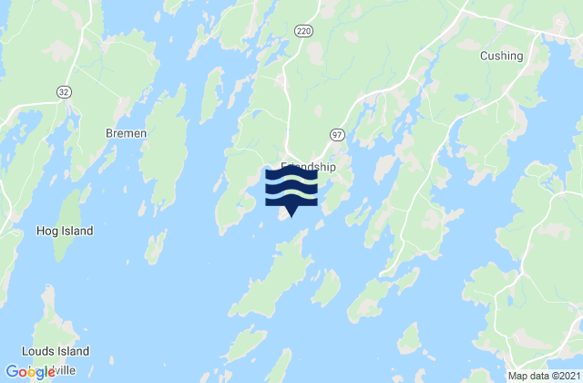 Mapa da tábua de marés em Friendship Harbor, United States