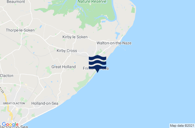 Mapa da tábua de marés em Frinton-on-Sea Beach, United Kingdom