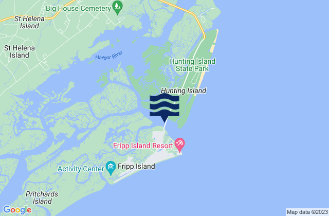 Mapa da tábua de marés em Fripp Inlet Fripp Island, United States