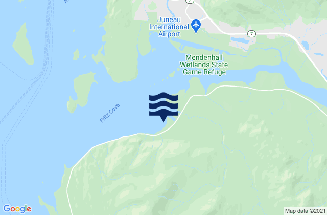 Mapa da tábua de marés em Fritz Cove (Douglas Island), United States