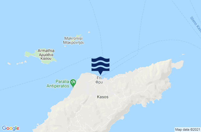 Mapa da tábua de marés em Fry, Greece