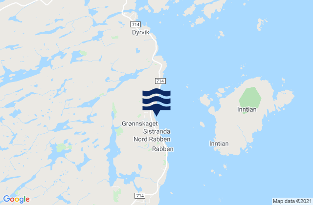 Mapa da tábua de marés em Frøya, Norway