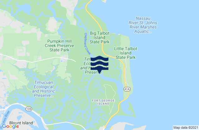 Mapa da tábua de marés em Ft. George River, United States