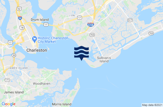 Mapa da tábua de marés em Ft. Sumter 0.6 n.mi. NW of, United States