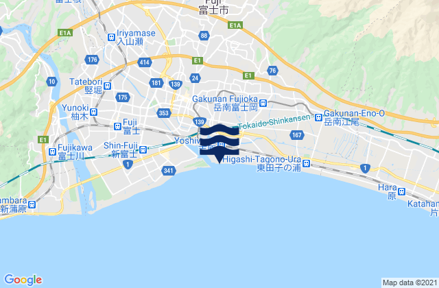 Mapa da tábua de marés em Fuji Shi, Japan