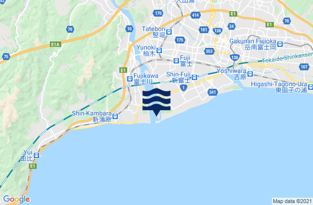 Mapa da tábua de marés em Fujinomiya, Japan