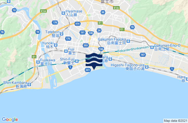 Mapa da tábua de marés em Fujinomiya Shi, Japan