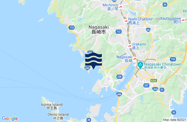 Mapa da tábua de marés em Fukudahonmachi, Japan