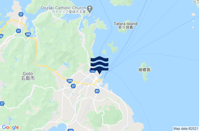 Mapa da tábua de marés em Fukuechō, Japan