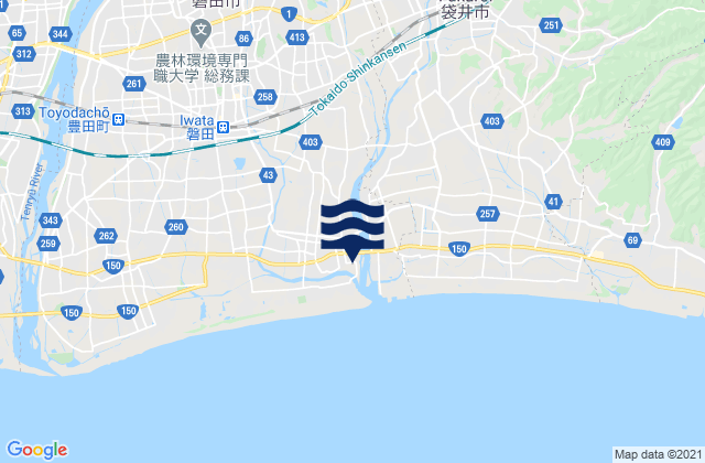 Mapa da tábua de marés em Fukuroi, Japan