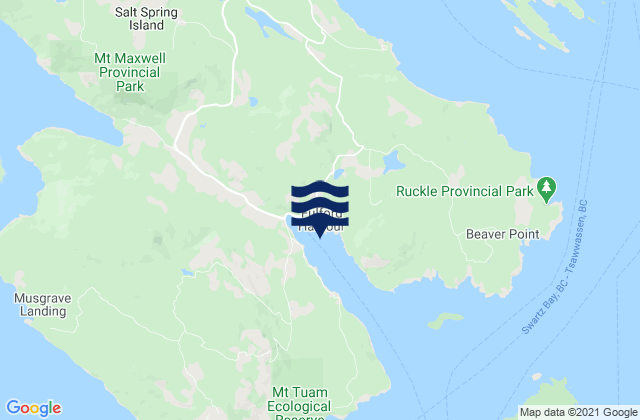 Mapa da tábua de marés em Fulford Harbour, United States
