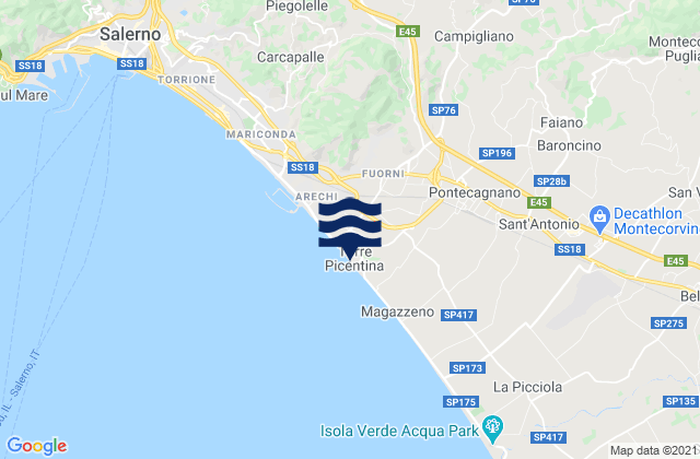 Mapa da tábua de marés em Fuorni, Italy