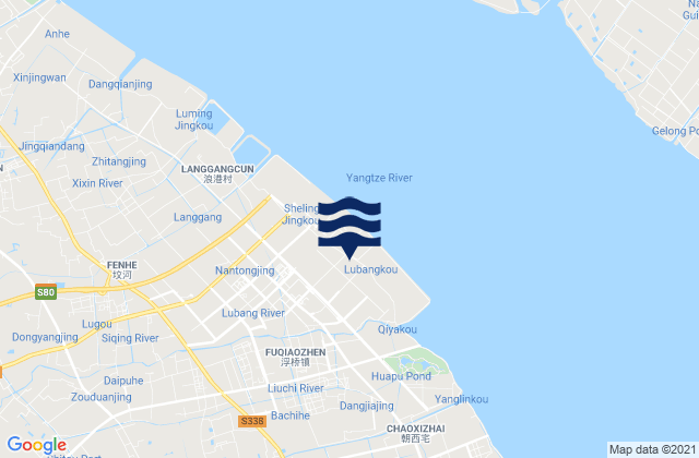 Mapa da tábua de marés em Fuqiao, China