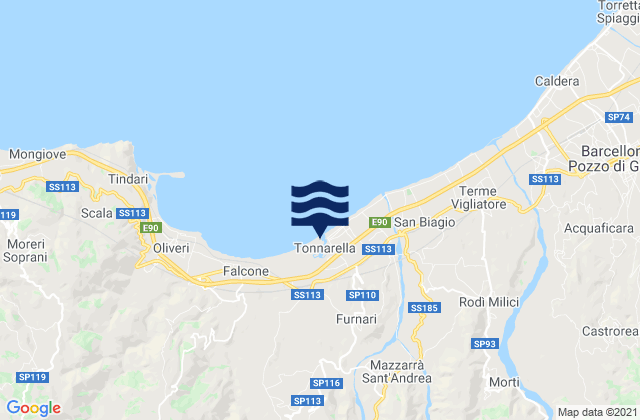 Mapa da tábua de marés em Furnari, Italy