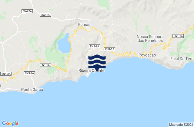 Mapa da tábua de marés em Furnas, Portugal