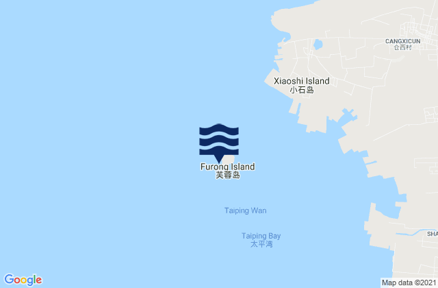 Mapa da tábua de marés em Furong Dao, China