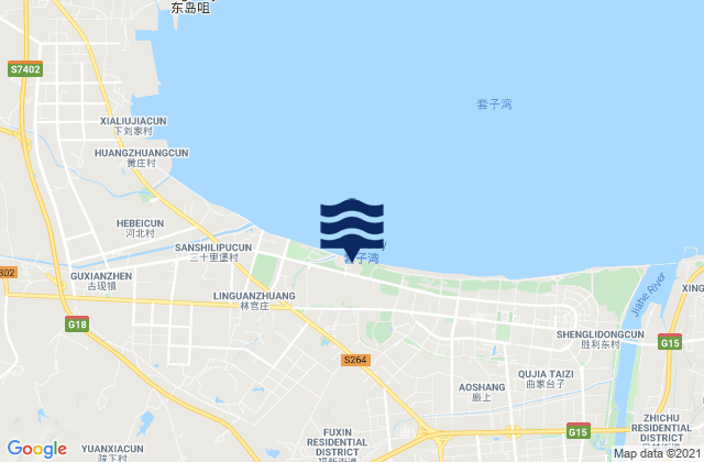 Mapa da tábua de marés em Fuxin, China