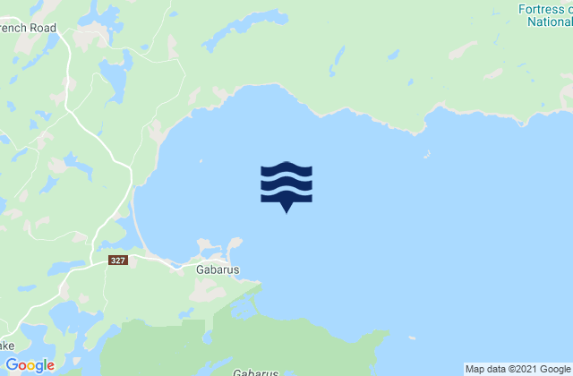 Mapa da tábua de marés em Gabarus Bay, Canada