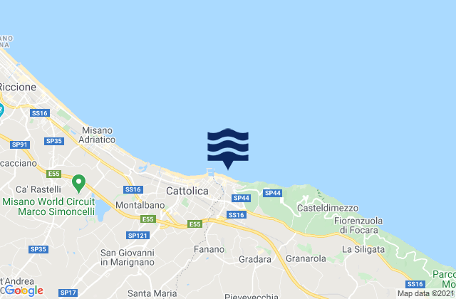 Mapa da tábua de marés em Gabicce Mare, Italy