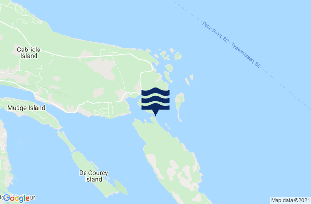 Mapa da tábua de marés em Gabriola Passage, Canada