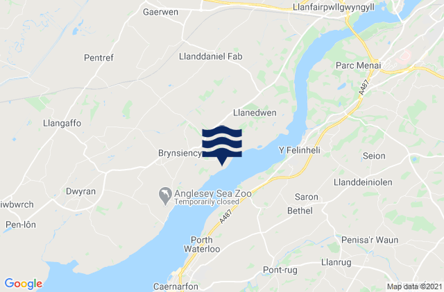 Mapa da tábua de marés em Gaerwen, United Kingdom