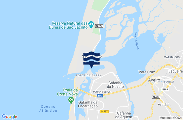Mapa da tábua de marés em Gafanha da Nazaré, Portugal
