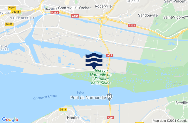 Mapa da tábua de marés em Gainneville, France