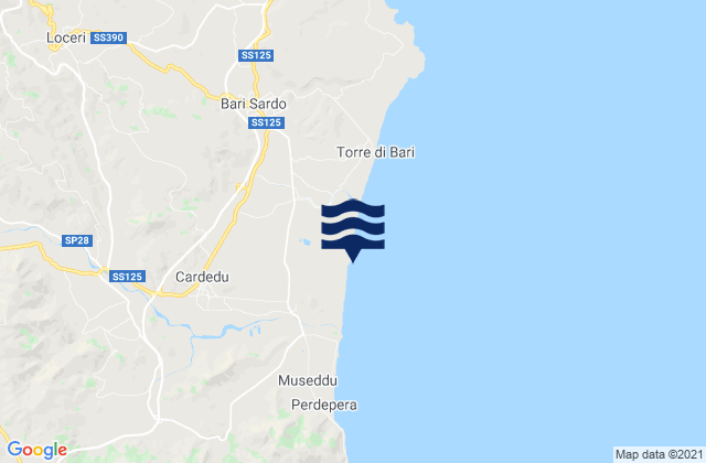 Mapa da tábua de marés em Gairo Sant'Elena, Italy