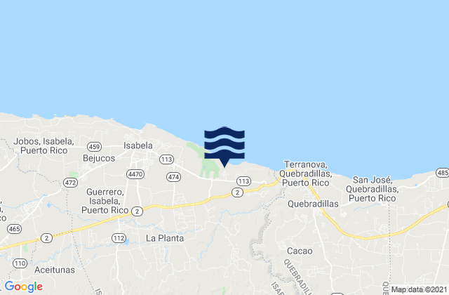 Mapa da tábua de marés em Galateo Bajo Barrio, Puerto Rico