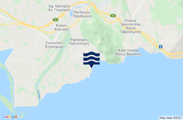 Mapa da tábua de marés em Galatás, Greece