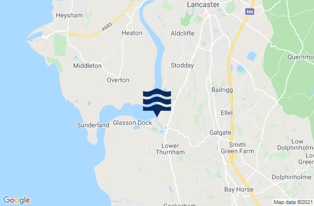 Mapa da tábua de marés em Galgate, United Kingdom