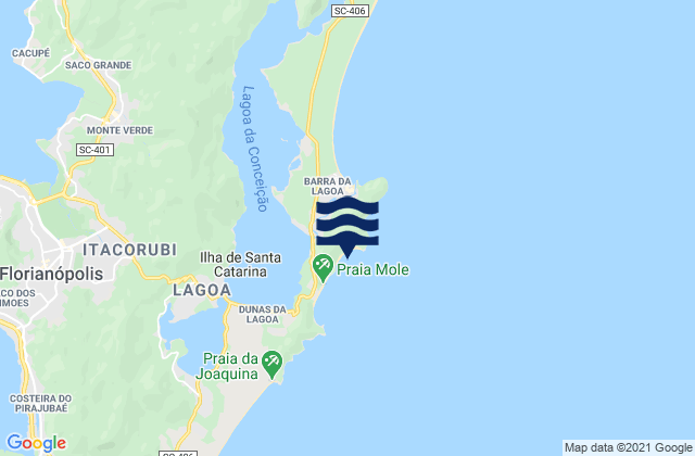 Mapa da tábua de marés em Galheta, Brazil