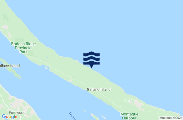 Mapa da tábua de marés em Galiano Island, Canada