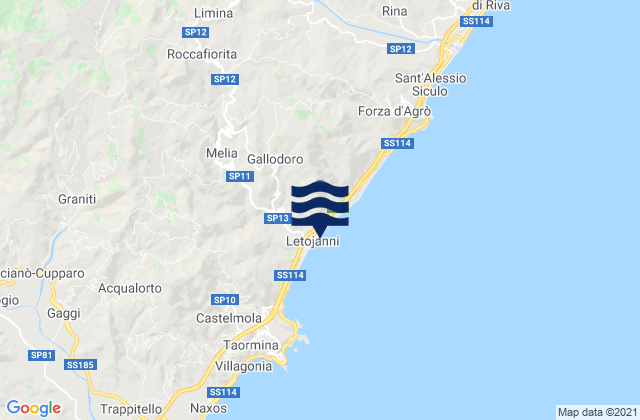 Mapa da tábua de marés em Gallodoro, Italy
