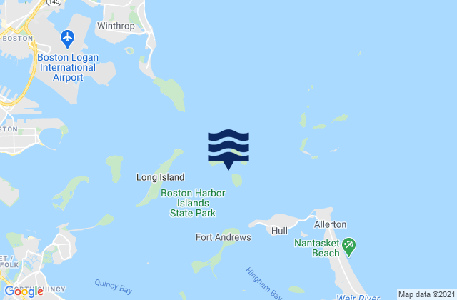 Mapa da tábua de marés em Gallops Island 0.2 n.mi. SSE of, United States