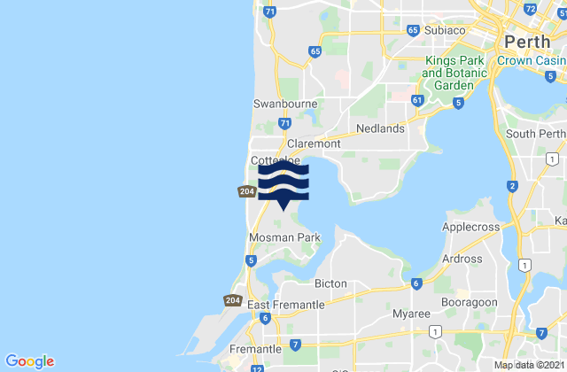 Mapa da tábua de marés em Gallows, Australia