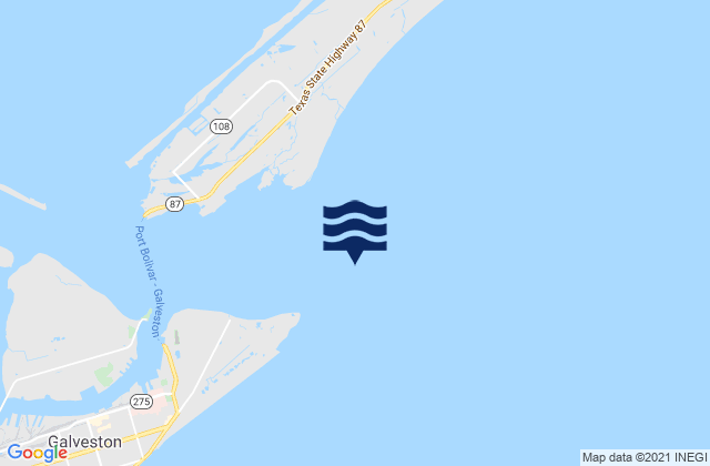 Mapa da tábua de marés em Galveston Bay Ent. (between jetties), United States