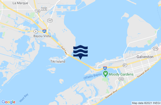 Mapa da tábua de marés em Galveston Causeway RR. bridge, United States