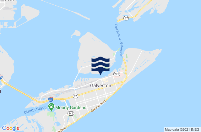Mapa da tábua de marés em Galveston, United States