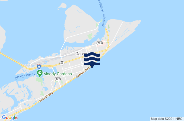 Mapa da tábua de marés em Galveston Pleasure Pier, United States