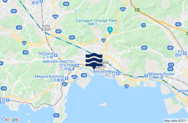 Mapa da tábua de marés em Gamagōri-shi, Japan