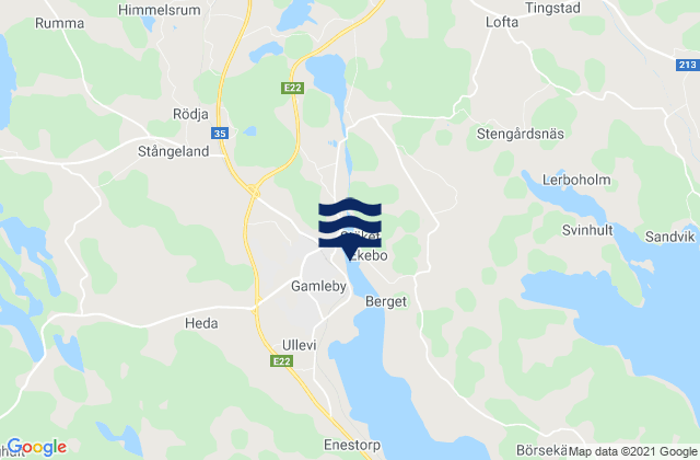 Mapa da tábua de marés em Gamleby, Sweden
