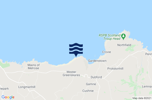 Mapa da tábua de marés em Gamrie Bay, United Kingdom