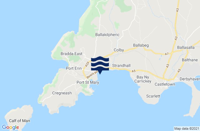 Mapa da tábua de marés em Gansey Bay Beach, Isle of Man