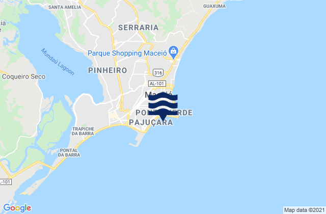 Mapa da tábua de marés em Garca Torta, Brazil