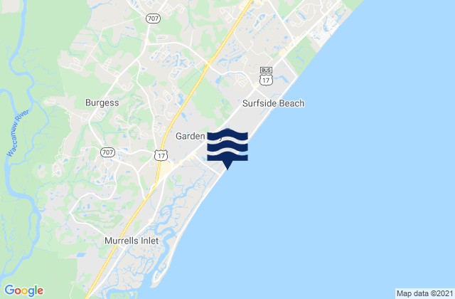 Mapa da tábua de marés em Garden City, United States