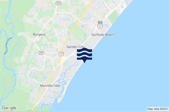 Mapa da tábua de marés em Garden City Pier (ocean), United States
