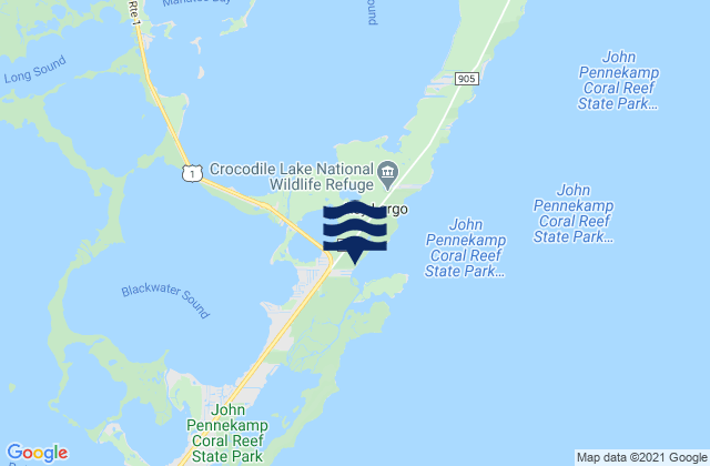 Mapa da tábua de marés em Garden Cove (Key Largo), United States