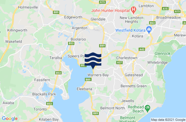 Mapa da tábua de marés em Garden Suburb, Australia