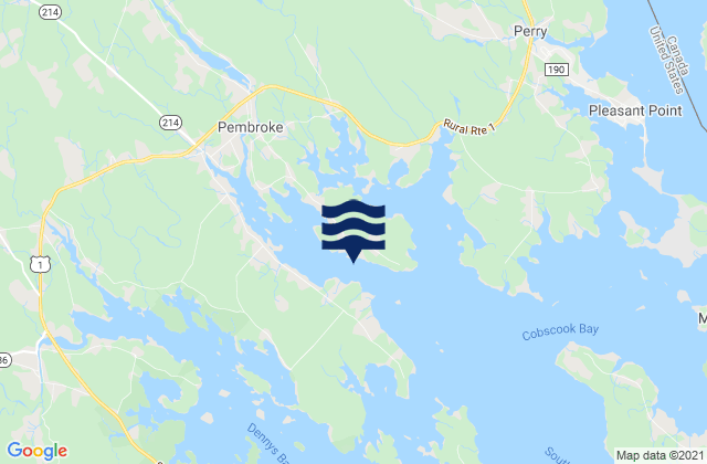 Mapa da tábua de marés em Garnet Point Pennamquan River, Canada